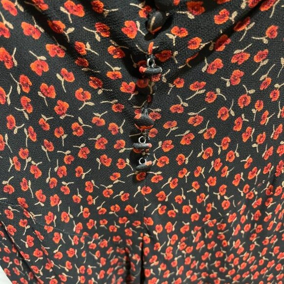 Reformation Evra Lace Trim Floral Crepe Maxi Dress Black Red Print 8 (Fits Small - Picture 8 of 13